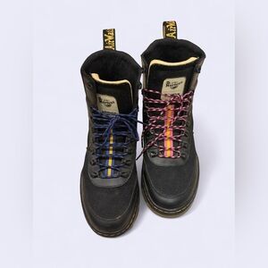 Dr. Martens Black Boots with Blue and Pink Laces